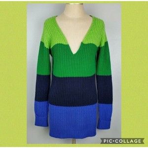 Womens Derek Heart Oversized Striped Sweater Size Medium V-Neck